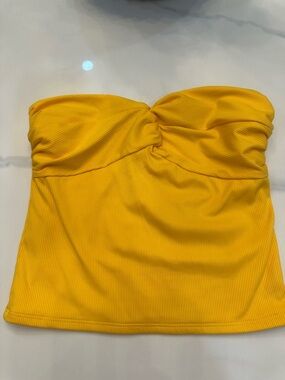 Express Yellow Strapless Twist Bust Tank